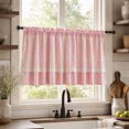 thumbnail image 1 of Pink and White Buffalo Check Plaid Window Valances Floral Lace Semi Sheer Kitchen Curtain Farmhouse Gingham Curtains Rod Pocket Valances for Living Room, 42"x18", 1 of 8
