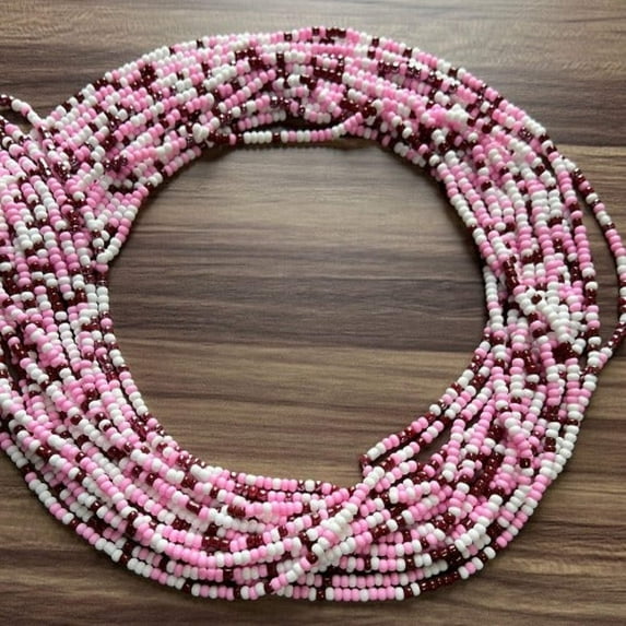 Pink - White Burgundy Waist Beads