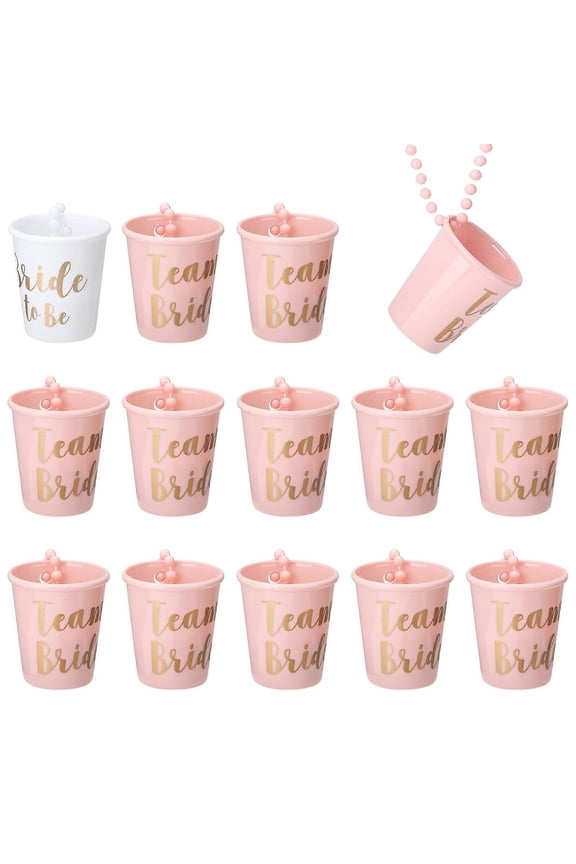 Pink & White Chain Necklace Shot Glasses Set For Bachelor Party