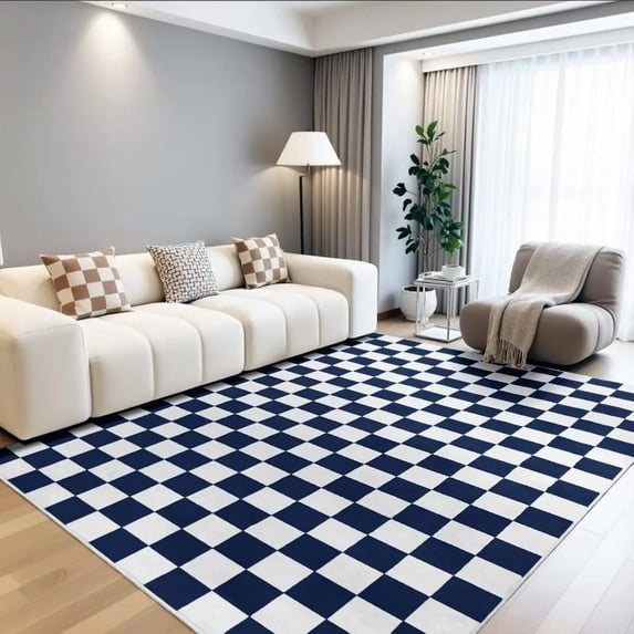 Pink White Checkerboard Area Rug Multi Color Options Doormat Modern Living Room Carpet Non Slip Floor Mat for Home Decor