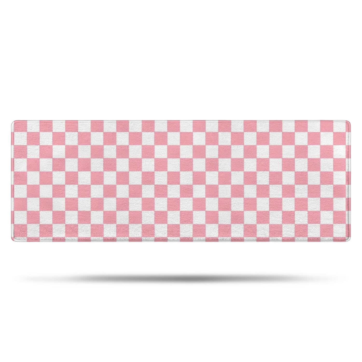 Pink and White Checkerboard Pattern Bathroom Rugs Mat,Non Slip Microfiber Bathroom Rug,Rubber Backing,Soft Bathroom Mats for Bathroom Floor,Tub and Shower,47x17in(120x43cm)