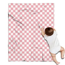 Pink and White Checkerboard Pattern Blanket,Comfortable Soft Flannel Throw Blanket,All Season,Warm Lightweight Blankets for Sofa Bed Couch Living Room Chair,30"x40"