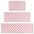 thumbnail image 1 of Pink and White Checkerboard Pattern Kitchen Rugs Sets Of 3,Kitchen Runner Rugs Non Skid Washable,Decorative Kitchen Floor Mats for Kitchen,Sink,Laundry,17"x30"+ 17"x47" + 17"x59", 1 of 6