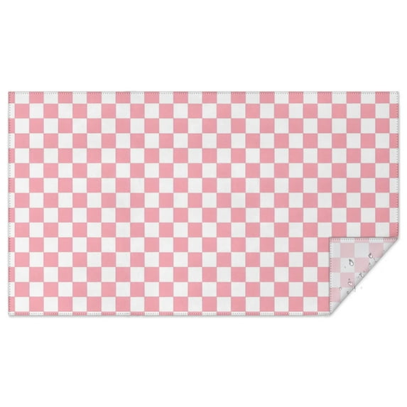 Pink and White Checkerboard Pattern Rectangle Tablecloth 60"x102",Waterproof Polyester Rectangle Table Cloth, Wipeable Spillproof Polyester Tablecloth for Dining, Camping, Indoor and Outdoor