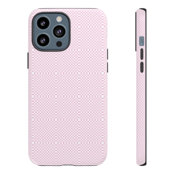 Pink & White Checkered Shape Tough iPhone 15 Case-iPhone-iPhone Case