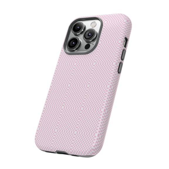 Pink & White Checkered Shape Tough iPhone 15 Case-iPhone-iPhone Case