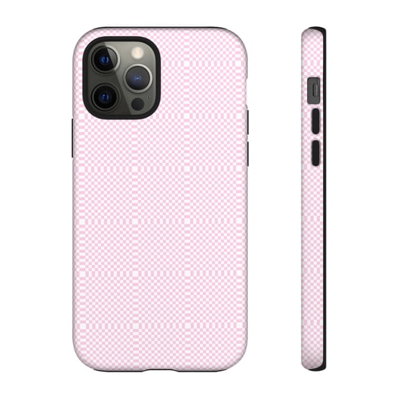 Pink & White Checkered Shape Tough iPhone 15 Case-iPhone-iPhone Case