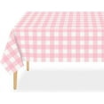 thumbnail image 1 of Pink and White Checkered Tablecloth - 6 Pcs 54 × 108 Inches Pink Plaid Disposable Gingham Tablecloth, Rectangle Waterproof Plastic Table Cloths for Outdoor Picnic, Birthday, Party, Baby Shower, 1 of 7