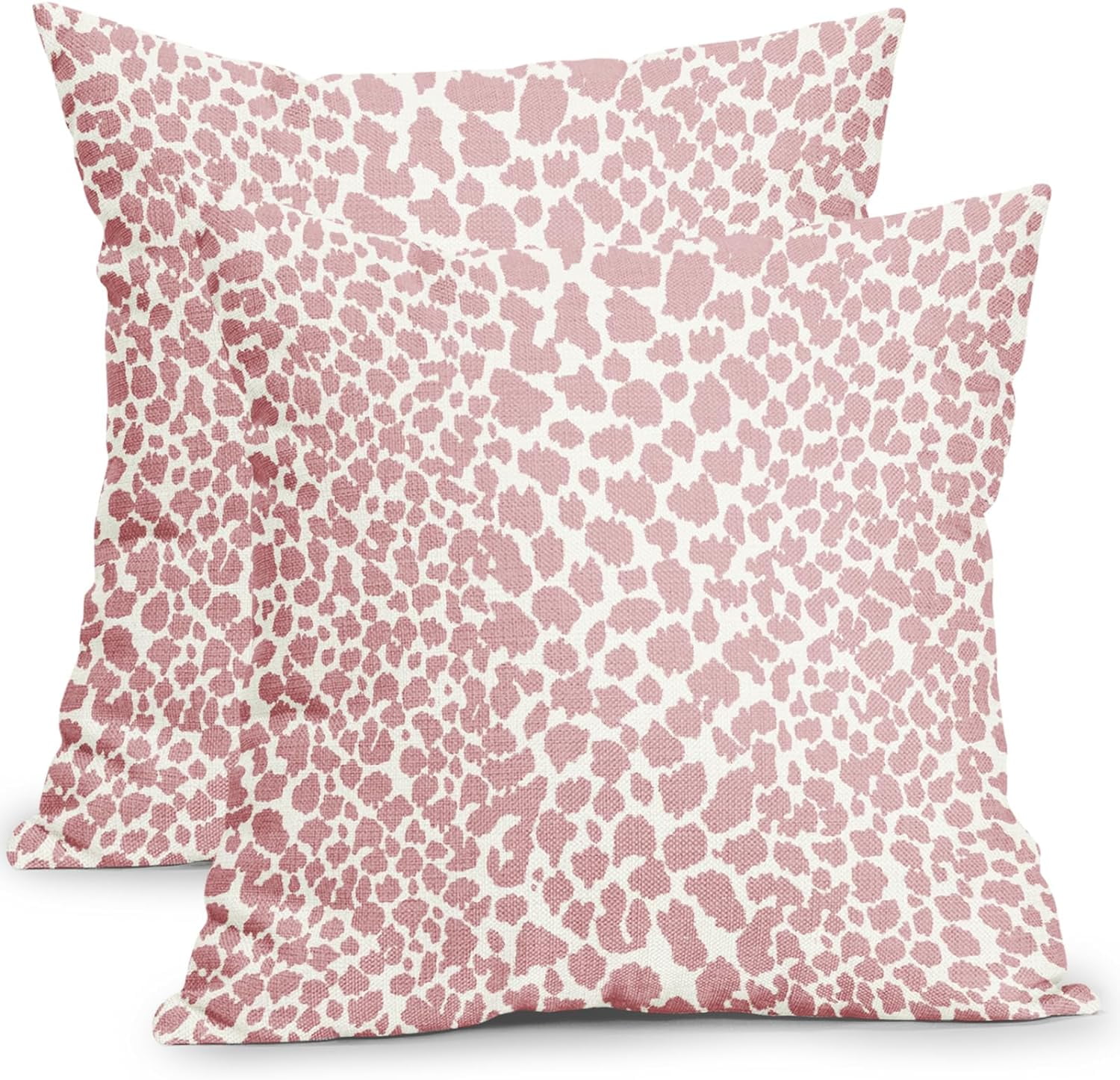 Pink and White Cheetah Pillow Covers 16x16 Inch Set of Modern