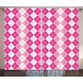 thumbnail image 1 of Ambesonne Pink and White Curtains 2 Panel Set, Traditional Argyle, 108" x 63", Pink Pale Pink and White, 1 of 3
