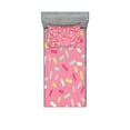 thumbnail image 1 of Pink and White Fitted Sheet & Pillow Sham Set, Abstract Pattern of Colorful Donut Sprinkles Tasty Food Bakery Theme, Decorative Printed 4 Piece Bedding Decor Set, Twinxl, Multicolor, by Ambesonne, 1 of 3