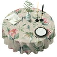 thumbnail image 1 of Pink White Floral Pattern Round Table Cloth,Wrinkle Resistant Table Cover with Polyester,Waterproof Reusable Tableclothes for Home Decor Summer Spring Picnic Dining Holiday (Round,60x60inch), 1 of 6