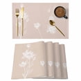 thumbnail image 1 of Pink White Floral Placemats Set of 4, Abstract Art Summer Botanical Placemats for Dining Table, Place Mats for Kitchen Tabletop, Waterproof Wipeable Dining Table Mats Set, 1 of 9