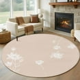 thumbnail image 1 of Pink White Floral Round Rug 5ft Washable Circle Kitchen Rugs Non Slip Abstract Art Summer Botanical Large Area Rug Indoor Floor Carpet for Bedroom Living Room Home Office Dining Room Nursery, 1 of 8