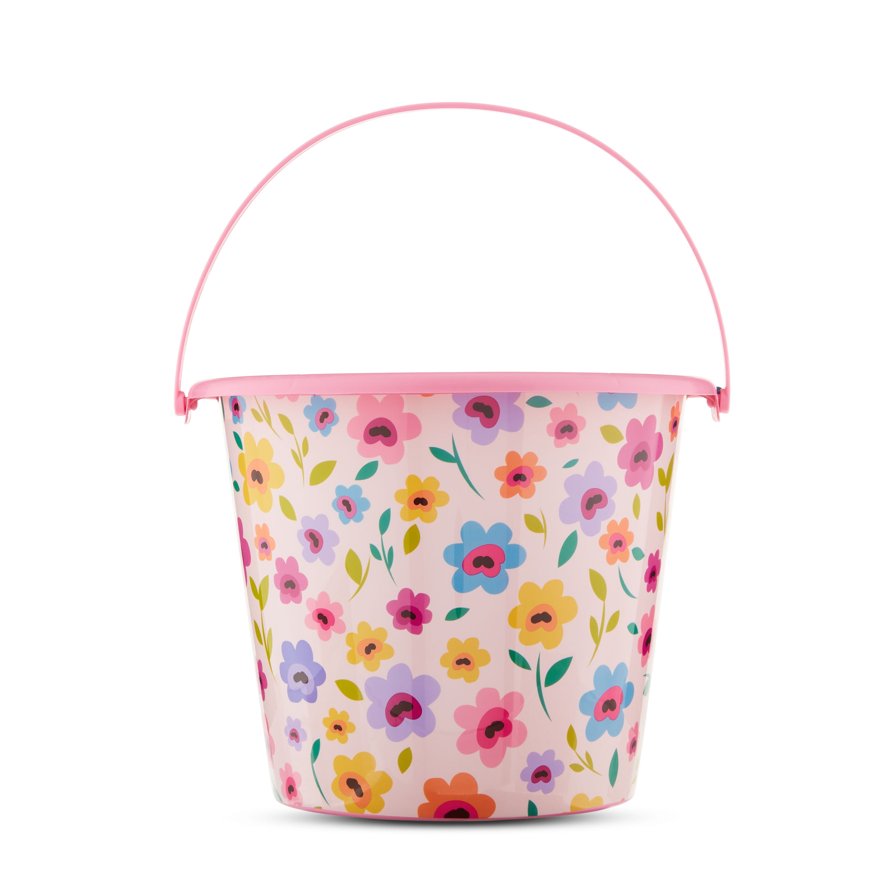 Easter Pink and White Flowers Plastic Pail, 14.17 in x 11.26 in, by Way To Celebrate