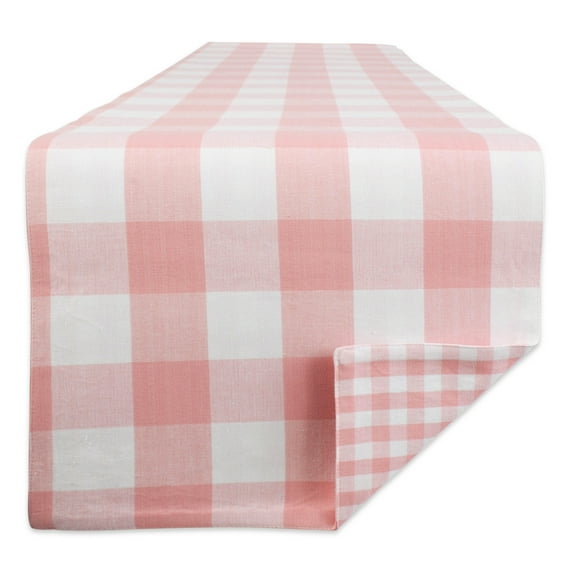 Pink & White Gingham Buffalo Check Table Runner 14x108