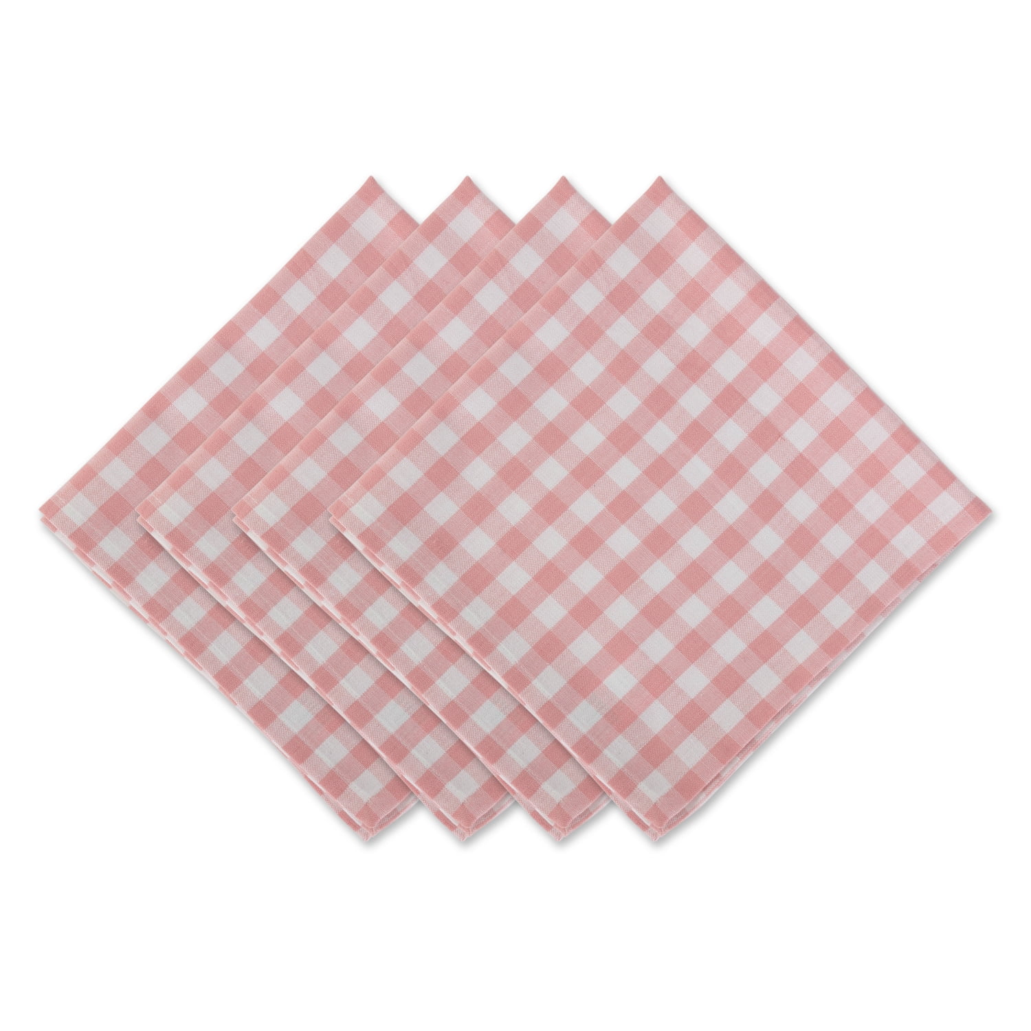 Pink and White Gingham Cotton Napkin Set, 20x20 inches