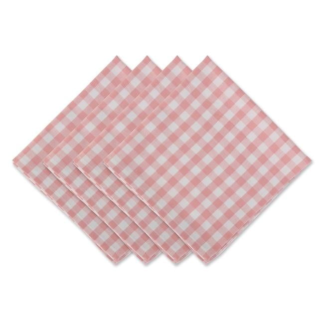 Pink and White Gingham Cotton Napkin Set, 20x20 inches