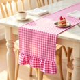 thumbnail image 1 of Pink White Gingham Table Runner, Ruffled Fall Table Runner, Rustic Farmhouse Decor Plaid Reusable Table Cloths for Dining Table Kitchen Party, 13.8X47.2In, 1 Pc, 1 of 4