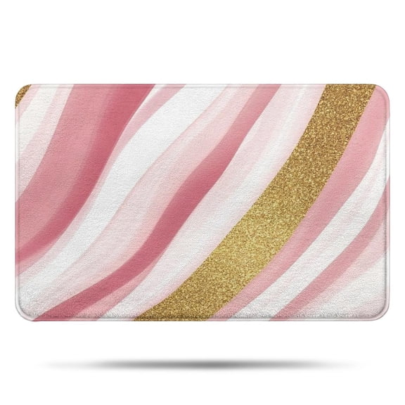 Pink White Gold Marble Pattern Bathroom Rugs Mat,Non Slip Microfiber Bathroom Rug,Rubber Backing,Soft Bathroom Mats for Bathroom Floor,Tub and Shower,17x27in(43x68cm)