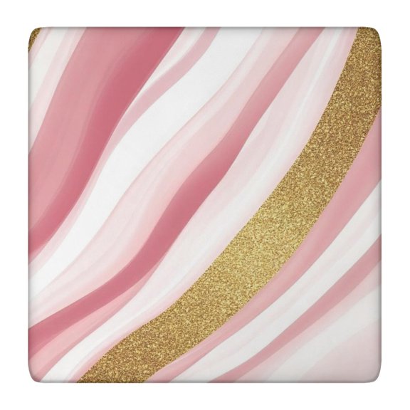 Pink White Gold Marble Pattern Square Fitted Tablecloth with Elastic Edge,Square Table Cover,Washable Elastic Table Cover for Home Kitchen Party Decor 36"x36"