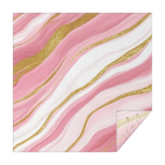 Pink White Gold Marble Pattern Square Tablecloth,Waterproof Square Table Cover,Wipeable Spillproof Washable Table Cover for Home Kitchen Party Decor 42"X42"(107x107cm)