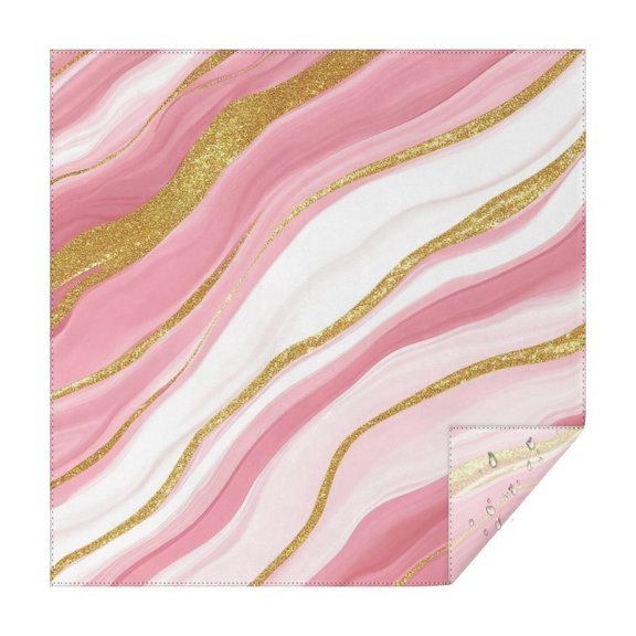 Pink White Gold Marble Pattern Square Tablecloth,Waterproof Square Table Cover,Wipeable Spillproof Washable Table Cover for Home Kitchen Party Decor 52"x52"(132x132cm)