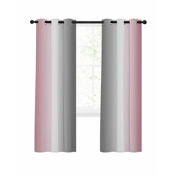 Pink White Grey Blackout Curtains 84 Inches Length, Gradient Country Minimalist Color Window Treatment Thermal Insulated Drapes for Bedroom Living Room 2 Panels 104x84 Inches