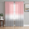 thumbnail image 1 of Pink White Grey Ombre Semi Sheer Curtains 63 Inch Length 2 Panels Set, Modern Abstract Aesthetics Sheer Kitchen Curtain Privacy Voile Window Curtain for Living Room Bedroom Rod Pocket Drapes, 1 of 7