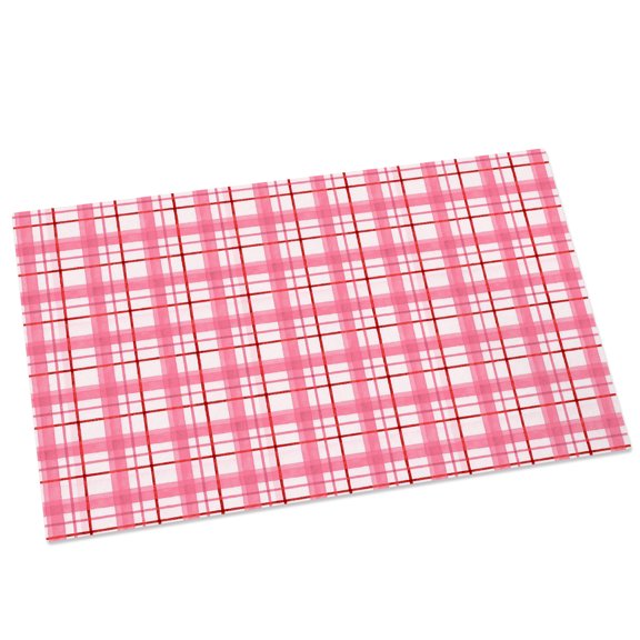 Pink White Grid Gingham Door Mat 16x24 Inch Abstract Modern Minimalist Stripe Checked Entryway Rug with Non-Slip Rubber, Front Door Mat Indoor Floor Mats for Living Room Bathroom Bedroom Home Office