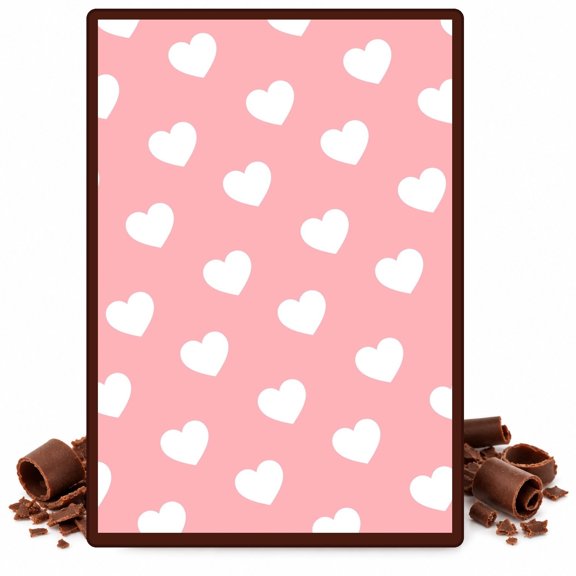 Pink and White Heart, Love Pattern Edible Chocolate Transfer Sheet, by TNCT. (1 Count)