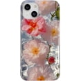 thumbnail image 1 of Pink White Hibiscus Water Ripple Phone Case for iPhone 14 Pro Max,Aesthetic Retro Flower Glitter Bling Wave Pattern Slim Protective Girls Women Gift Cover(i14promax 6.7",White Floral), 1 of 13