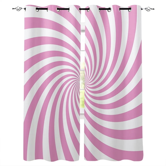 Pink White Kitchen Curtains Farmhouse Striped Spiral Vortex Abstract Cafe Short Curtains for Bathroom Blackout Window Curtain Small Window Treatment Tier Drapes for Bedroom Living Room 27.5"x39"x2
