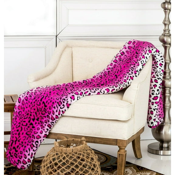 Pink White Leopard Animal Print Super Soft Warm Cozy Flannel Fleece Micro Plush Microfiber Bed Throw Blanket