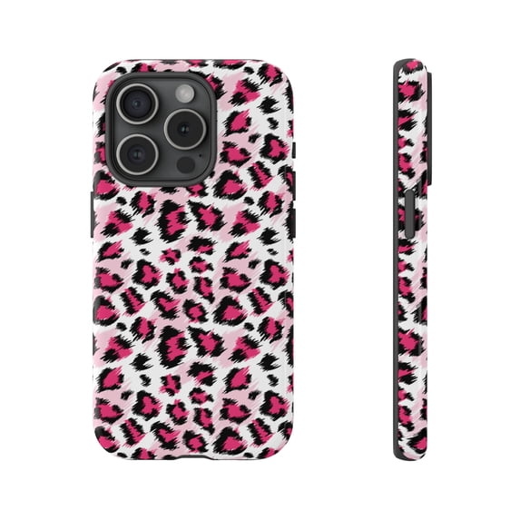 Pink White Leopard Print iPhone 15 Case-iPhone-iPhone Case-Animal Print