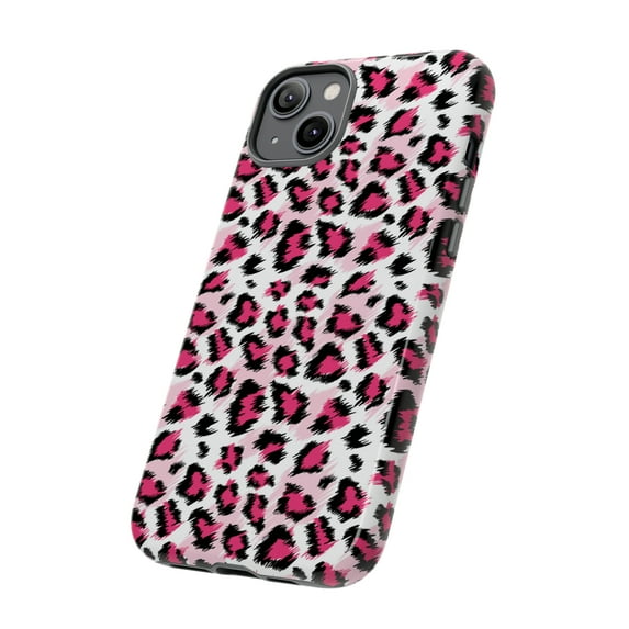 Pink White Leopard Print iPhone 15 Case-iPhone-iPhone Case-Animal Print