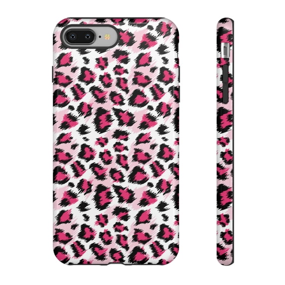 Pink White Leopard Print iPhone 15 Case-iPhone-iPhone Case-Animal Print