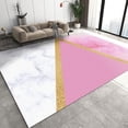 thumbnail image 1 of Pink White Marble Bedroom Rug, Golden Curved Stripes Nordic Cute Living Room Rugs, Large Area Rug Short Velvet Comfortable Feet Apply to Home Decor Entryway Hallway 2x3ft, 1 of 6