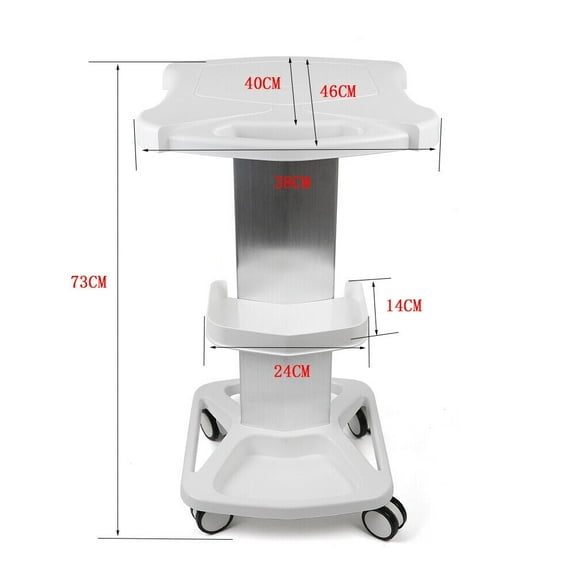 White Mobile Trolley Stand Medical Rolling Carts with 4 Casters