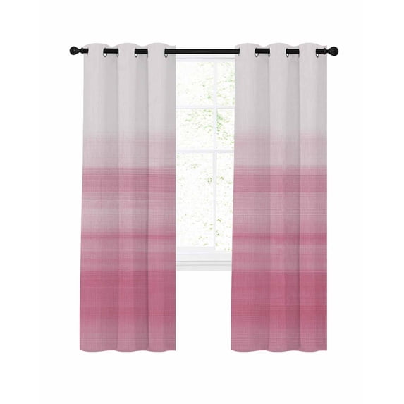 Pink White Ombre Blackout Curtains, Light Blocking Print Window Curtains, Romantic Funny Abstract Striped Lines Thermal Insulated Window Drapes for Living Room Kitchen Cafe 2 Panels, 104"W x 63"L