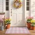 thumbnail image 1 of Pink and White Outdoor Rug 24x35 Inch, Buffalo Plaid Checked Cotton Woven Washable Doormat, Farmhouse Layering Rug for Front Porch Entryway, Welcome Mat for Dining Room Bedroom Living Room, 1 of 3
