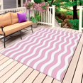 thumbnail image 1 of Pink White Outdoor Rug 6x9 Ft, Non Slip Washable Area Rug, Modern Abstract Waves Water Ripple Striped Patio Rugs Carpet Runner, Large Floor Mat for Indoor/Outdoor Deck Porch Camping, 1 of 8