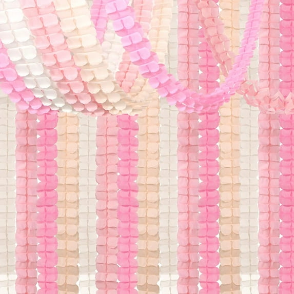 Pink-White Peach Party-Decorations Streamers Garland - 157Ft Four-Leaf Clover Hanging Banner,Wedding Girl Birthday Baby Bridal Shower Engagement Bachelorette Decor ZEN