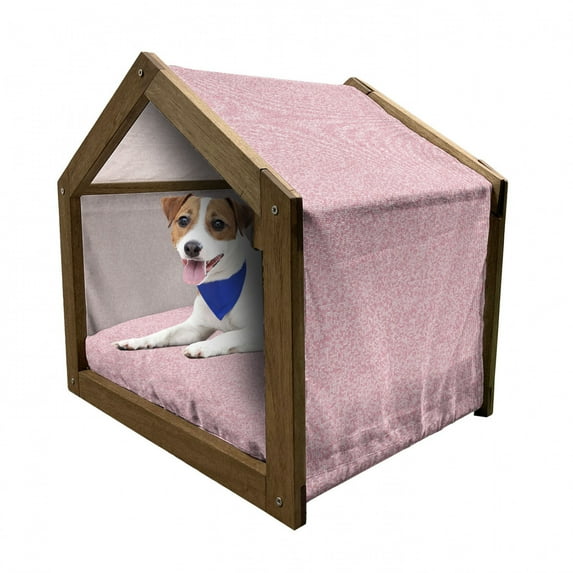 Pink and White Pet House, Gingham Style Mosaic Tile in Pink Color Shades Modern Grid with Small Squares, Outdoor & Indoor Portable Dog Kennel with Pillow and Cover, 5 Sizes, Pale Pink, by Ambesonne