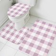 thumbnail image 1 of Pink White Plaid Bathroom Rugs Set Spring Simple Style Non Slip Absorbent Soft Bath Mats 3 Piece Set with Bathroom Rug, U-Shaped Floor Mat, Toilet Seat Cover Large Size, 1 of 9