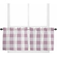 thumbnail image 1 of Pink White Plaid Kitchen Curtain 24 Inch Length Small Short Cafe Tiers Curtains Drape, Modern Geometric Checkered Lattice Window Treatment Rod Pocket Curtains Drapery Panels, 27.5x24, 1 of 5