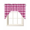 thumbnail image 1 of Pink White Plaid Swag Valances for Windows, Small Curtains Drapes, Modern Abstract Buffalo Checked Kitchen Window Curtains Over Sink Rod Pocket Window Treatment Valance for Bedroom/Bathroom 56"x36", 1 of 5