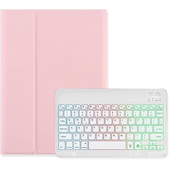 Pink+White RGB Backlit Keyboard Case for iPad 11" 11th Gen / 10.9" 10th Gen
