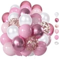thumbnail image 1 of Pink White Balloons, 60pcs 12 inch Pink White Rose Gold Balloons, Pink White Metallic Rose Balloons for Birthday, Wedding, Graduation Party Decorations, 1 of 5