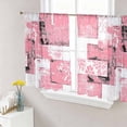 thumbnail image 1 of Pink White Sheer Curtains 54 Inch Length 2 Panels Set, Modern Abstract Art Botanical Voile Window Treatment Rod Pocket Short Kitchen Curtains Drapes for Bedroom 52"x54"x2, 1 of 7